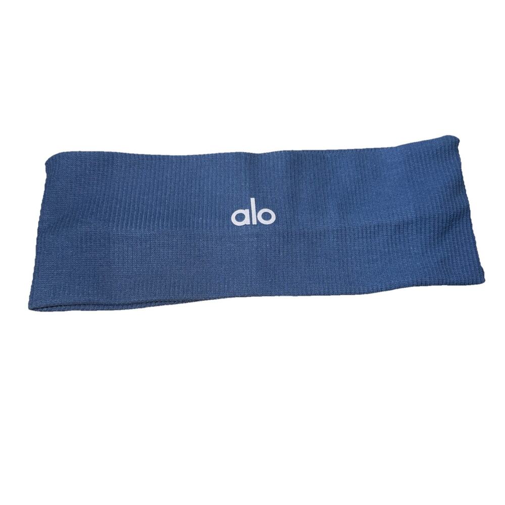 Alo Blue Ribbed Headband Unisex Adults One Size Athletic Fitness Yoga Solid I